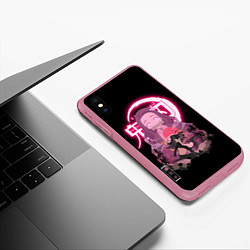 Чехол iPhone XS Max матовый НЕЗУКО КЛИНОК, РАССЕКАЮЩИЙ ДЕМОНОВ NEZUKO, цвет: 3D-малиновый — фото 2