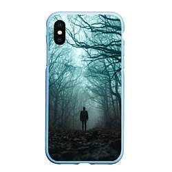 Чехол iPhone XS Max матовый Парень в лесу, цвет: 3D-голубой