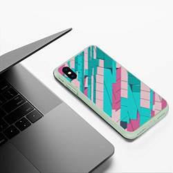 Чехол iPhone XS Max матовый Striped, цвет: 3D-салатовый — фото 2
