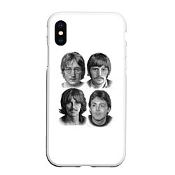 Чехол iPhone XS Max матовый LEGENDS JOHN LENNON PAUL MCCARTNEY RINGO STARR GEO, цвет: 3D-белый