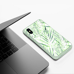 Чехол iPhone XS Max матовый Листья Пальмы Нарисованные Маслом, цвет: 3D-салатовый — фото 2