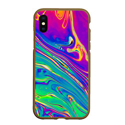 Чехол iPhone XS Max матовый Абстракция кислота, цвет: 3D-коричневый