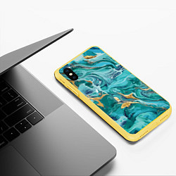 Чехол iPhone XS Max матовый Имитация малахита, цвет: 3D-желтый — фото 2