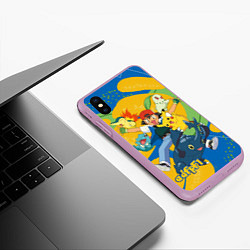 Чехол iPhone XS Max матовый Эш Кетчум и его банда, цвет: 3D-сиреневый — фото 2