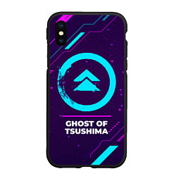 Чехол iPhone XS Max матовый Символ Ghost of Tsushima в неоновых цветах на темн, цвет: 3D-черный