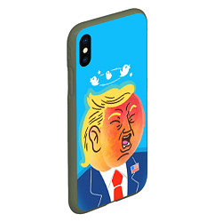 Чехол iPhone XS Max матовый Дональд Трамп и Твиттер, цвет: 3D-темно-зеленый — фото 2