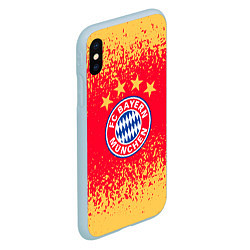 Чехол iPhone XS Max матовый Bayern munchen красно желтый фон, цвет: 3D-голубой — фото 2