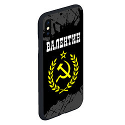 Чехол iPhone XS Max матовый Имя Валентин и желтый символ СССР со звездой, цвет: 3D-черный — фото 2