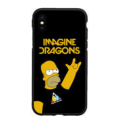 Чехол iPhone XS Max матовый Imagine Dragons Гомер Симпсон Рокер, цвет: 3D-черный