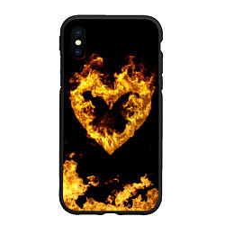 Чехол iPhone XS Max матовый Fire Heart, цвет: 3D-черный