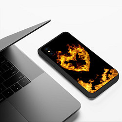 Чехол iPhone XS Max матовый Fire Heart, цвет: 3D-черный — фото 2