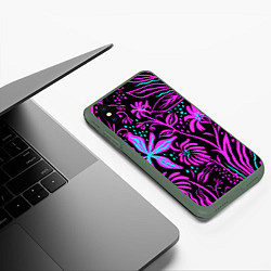 Чехол iPhone XS Max матовый Цветочная композиция Fashion trend, цвет: 3D-темно-зеленый — фото 2