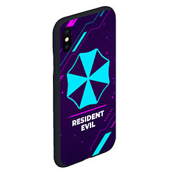 Чехол iPhone XS Max матовый Символ Resident Evil в неоновых цветах на темном ф, цвет: 3D-черный — фото 2