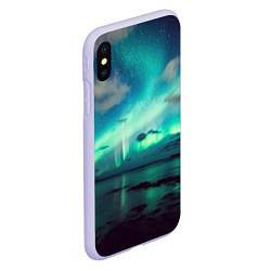 Чехол iPhone XS Max матовый Aurora borealis, цвет: 3D-светло-сиреневый — фото 2