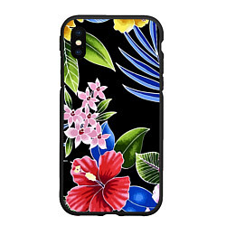 Чехол iPhone XS Max матовый Floral vanguard composition Летняя ночь Fashion tr, цвет: 3D-черный