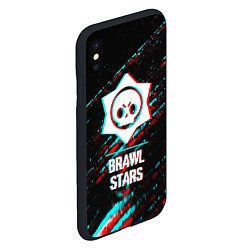 Чехол iPhone XS Max матовый Brawl Stars в стиле Glitch Баги Графики на темном, цвет: 3D-черный — фото 2