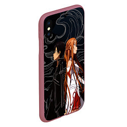 Чехол iPhone XS Max матовый Кирито и Асуна - Sword Art Online, цвет: 3D-малиновый — фото 2