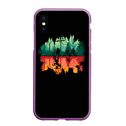 Чехол iPhone XS Max матовый Stranger Things Wrong Side, цвет: 3D-фиолетовый