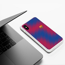 Чехол iPhone XS Max матовый Fc barcelona барселона fc абстракция, цвет: 3D-белый — фото 2