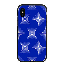 Чехол iPhone XS Max матовый ABSTRACT PATTERN ON A BLUE BACKGROUND, цвет: 3D-черный