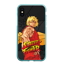 Чехол iPhone XS Max матовый Кен Мастерс - Street Fighter, цвет: 3D-мятный