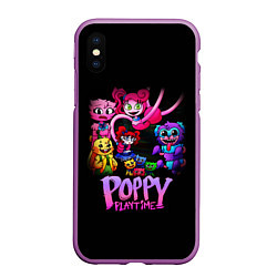 Чехол iPhone XS Max матовый POPPY PLAYTIME chapter 2 персонажи игры, цвет: 3D-фиолетовый