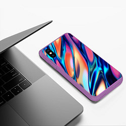 Чехол iPhone XS Max матовый Colorful flow, цвет: 3D-фиолетовый — фото 2