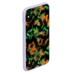 Чехол iPhone XS Max матовый Зелено-оранжевый осенний абстрактный узор, цвет: 3D-светло-сиреневый — фото 2