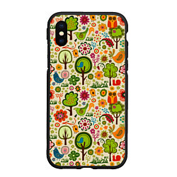 Чехол iPhone XS Max матовый COLORED FOREST ANIMALS, цвет: 3D-черный