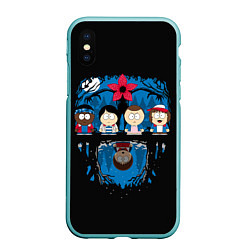 Чехол iPhone XS Max матовый Stranger Things South Park, цвет: 3D-мятный