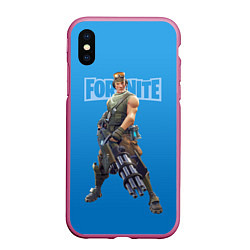 Чехол iPhone XS Max матовый Fortnite Recon Scout Video game Разведчик, цвет: 3D-малиновый