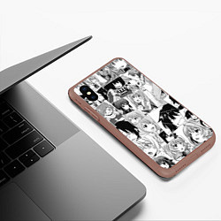 Чехол iPhone XS Max матовый Log Horizon pattern, цвет: 3D-коричневый — фото 2