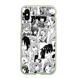 Чехол iPhone XS Max матовый Log Horizon pattern, цвет: 3D-салатовый