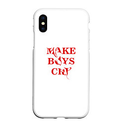 Чехол iPhone XS Max матовый Make boys cry дизайн с красным текстом