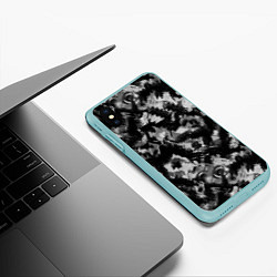 Чехол iPhone XS Max матовый Черно-белый абстрактный камуфляж, цвет: 3D-мятный — фото 2