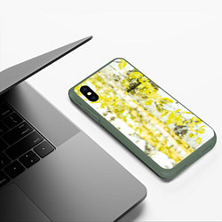 Чехол iPhone XS Max матовый РОССИЯ БЕРЕЗЫ ПРЯМОУГОЛЬНИКИ, цвет: 3D-темно-зеленый — фото 2