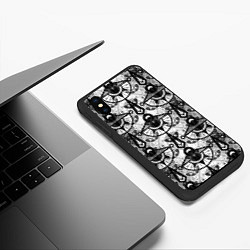 Чехол iPhone XS Max матовый В черно-серых тонах геометрический узор, цвет: 3D-черный — фото 2