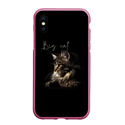 Чехол iPhone XS Max матовый Big cat Maine Coon, цвет: 3D-малиновый