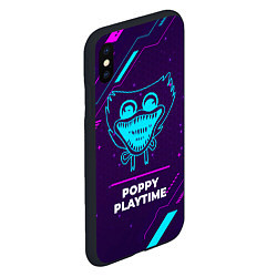 Чехол iPhone XS Max матовый Символ Poppy Playtime в неоновых цветах на темном, цвет: 3D-черный — фото 2