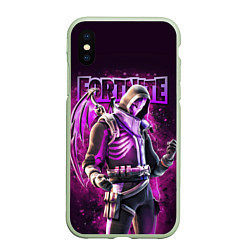 Чехол iPhone XS Max матовый Fortnite Blacklight Крылатый персонаж видеоигры, цвет: 3D-салатовый