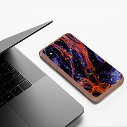 Чехол iPhone XS Max матовый Неоновые краски во тьме - Оранжевый и фиолетовый, цвет: 3D-коричневый — фото 2