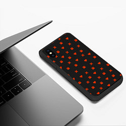 Чехол iPhone XS Max матовый Love Death and Robots red pattern, цвет: 3D-черный — фото 2