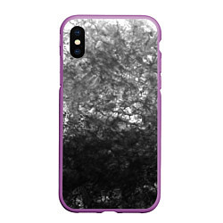 Чехол iPhone XS Max матовый Текстура камня черно-белый узор, цвет: 3D-фиолетовый