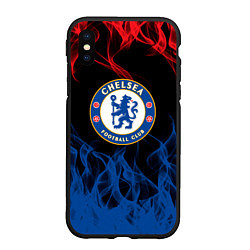 Чехол iPhone XS Max матовый Челси chelsea пламя, цвет: 3D-черный