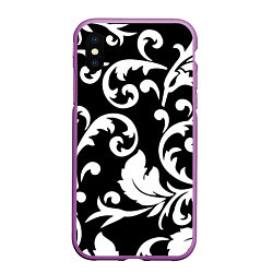 Чехол iPhone XS Max матовый Minimalist floral pattern, цвет: 3D-фиолетовый