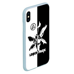 Чехол iPhone XS Max матовый Linkin Park логотип черно-белый, цвет: 3D-голубой — фото 2