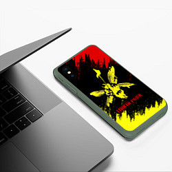 Чехол iPhone XS Max матовый Linkin Park желто-красный, цвет: 3D-темно-зеленый — фото 2