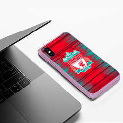 Чехол iPhone XS Max матовый Ливерпуль logo, цвет: 3D-сиреневый — фото 2