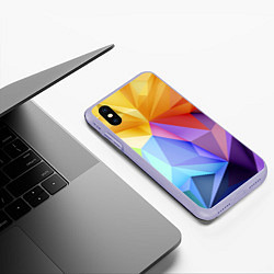 Чехол iPhone XS Max матовый Зд радуга, цвет: 3D-светло-сиреневый — фото 2