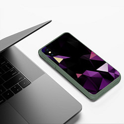 Чехол iPhone XS Max матовый Полигональная магия, цвет: 3D-темно-зеленый — фото 2